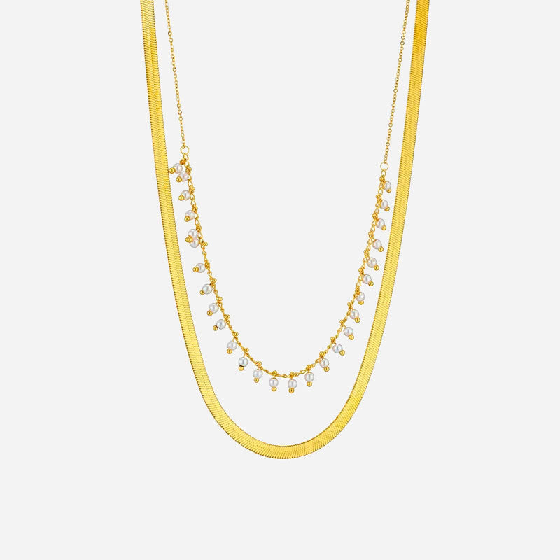 Nordivas | Luxe Käärme Kaulaketju & Helmi Korusetti 18K Kulta