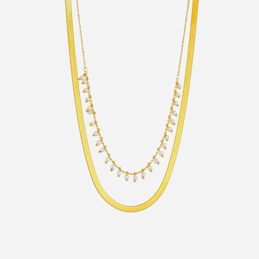 Nordivas | Luxe Käärme Kaulaketju & Helmi Korusetti 18K Kulta