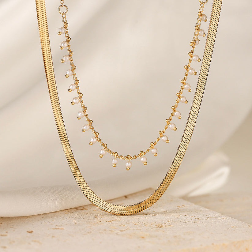 Nordivas | Luxe Käärme Kaulaketju & Helmi Korusetti 18K Kulta